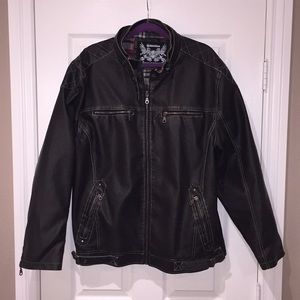 Men’s imitation leather jacket  - charcoal color